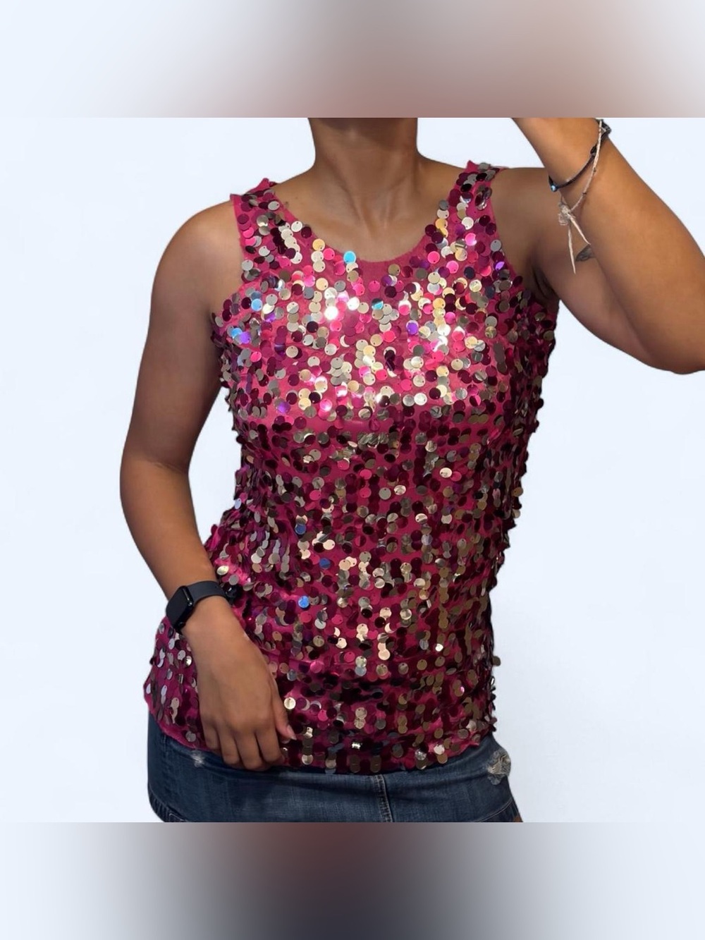 Y2K Pink Sequin Tank Top!